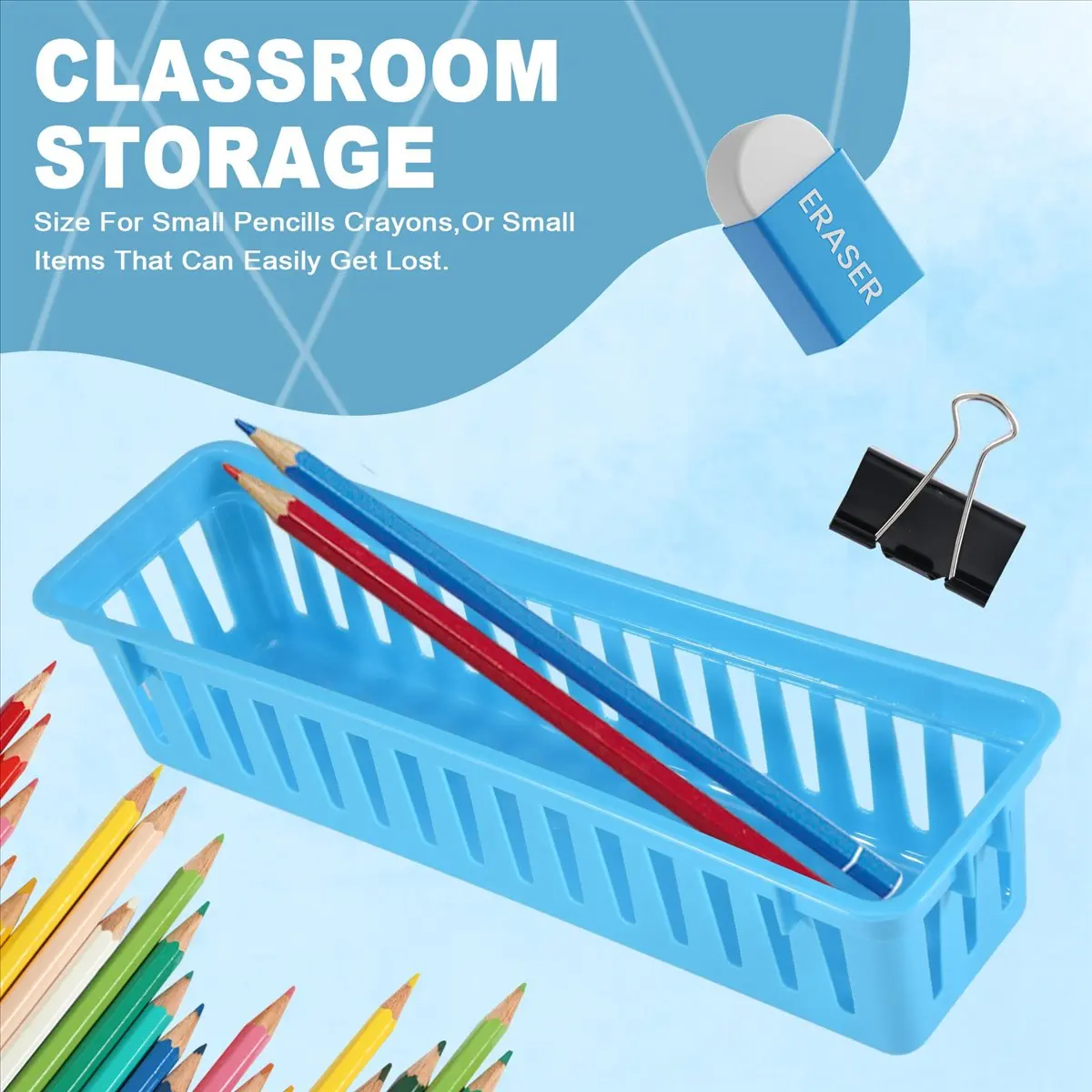 REST Classroom Pencil Organizer Pencil Basket or Crayon Basket, Variety Colors, Random Colors (10 Pack)