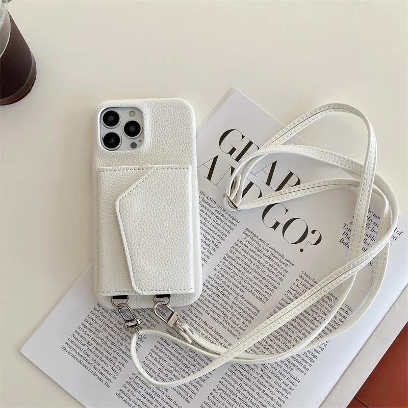 Trendige Crossbody-Leder-Brieftaschenhülle mit Lanyard für iPhone 18 17 18Pro 16 15 17Pro 14 13 Pro Max 12 16Pro, Handytasche mit Schminkspiegel – Detail 20