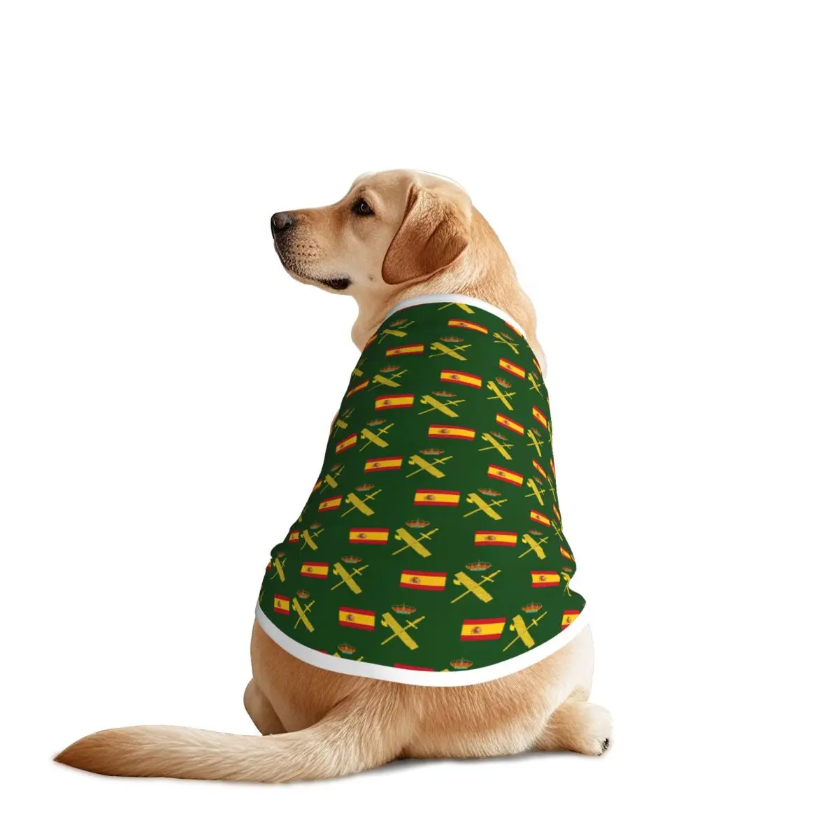 Personalized Flag Of Spain Plus Emblem Civil Guard Dog Clothes Breathable Thin Pet Vests Large Dog Jacket Pet Accessories