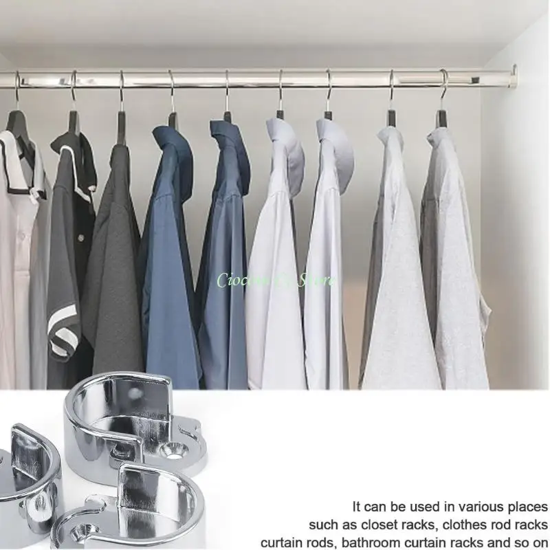 X90F Silver U Rod Mounts with Easy Installation Designs for 25mm Closet Tubes
