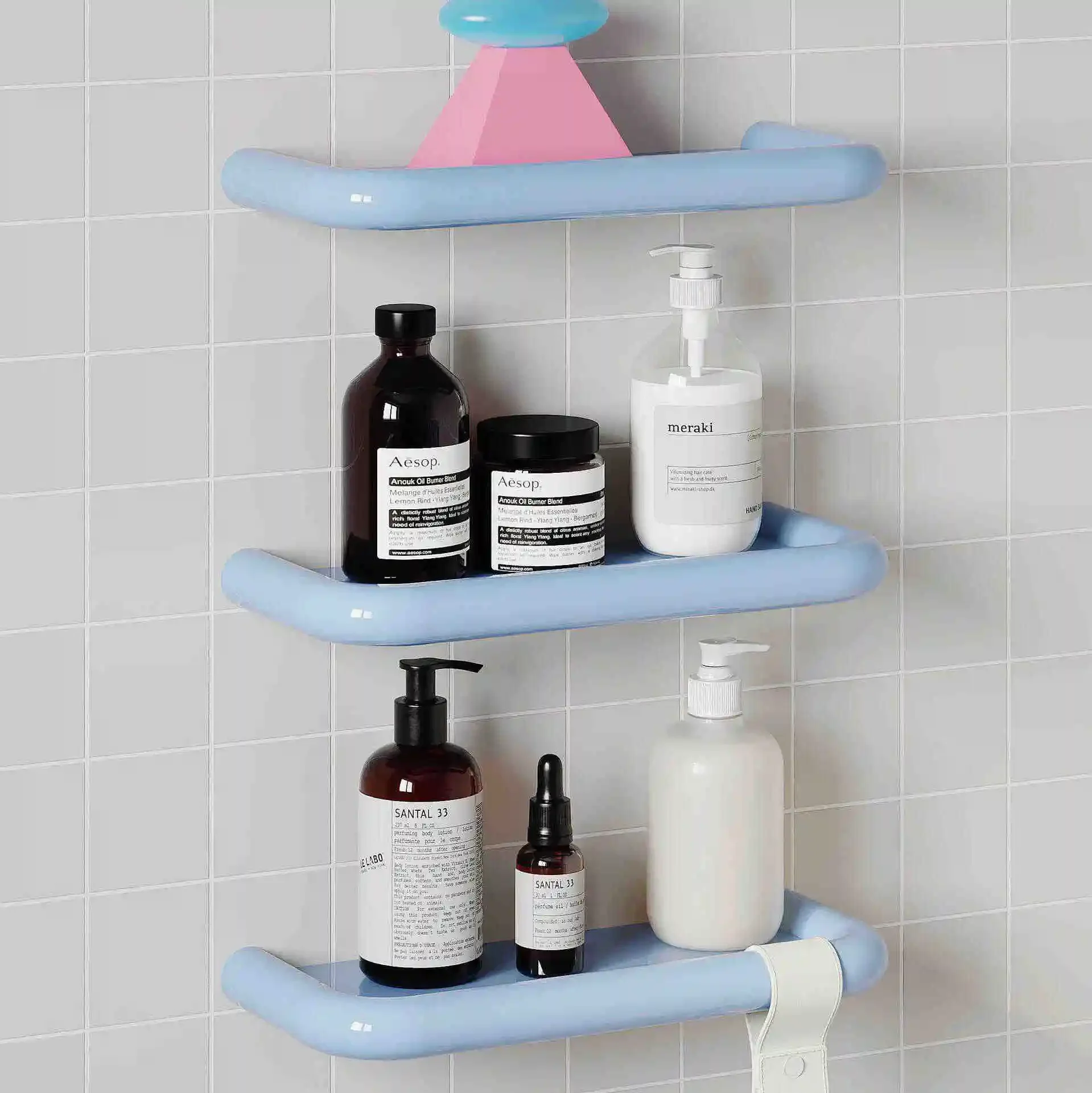 Candy Color Stainless Steel Rack Bathroom Wall Storage Shelves Racks Dopamine Color Scheme Storage Holder for Lvingroom Kitchen