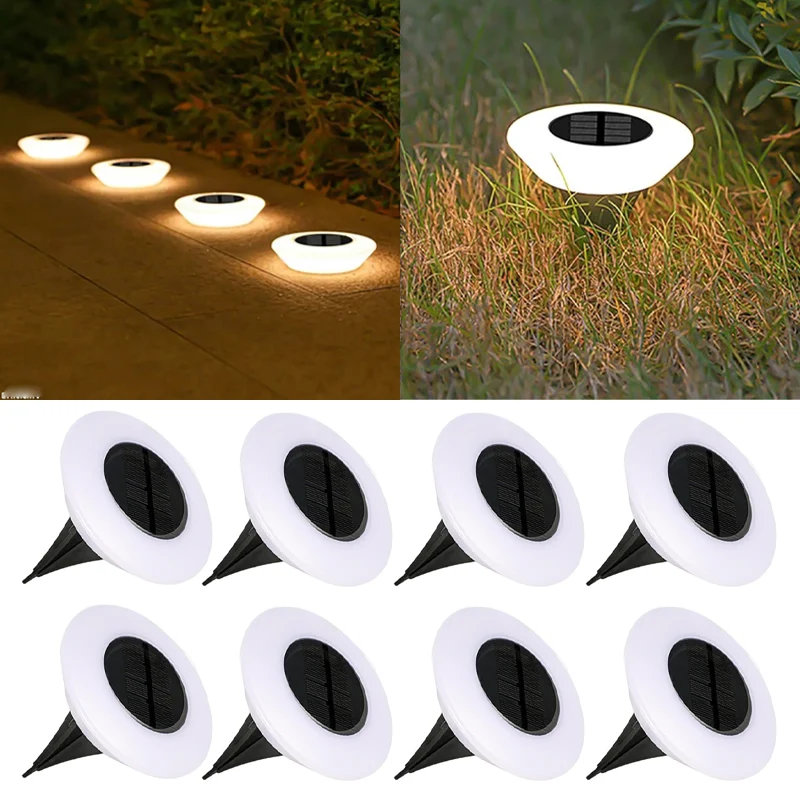 

Solar-Powered 360° LED Ground Lights IP65 Waterproof Outdoor Landscape Lighting with On Off Switch for Garden Yard Pathways