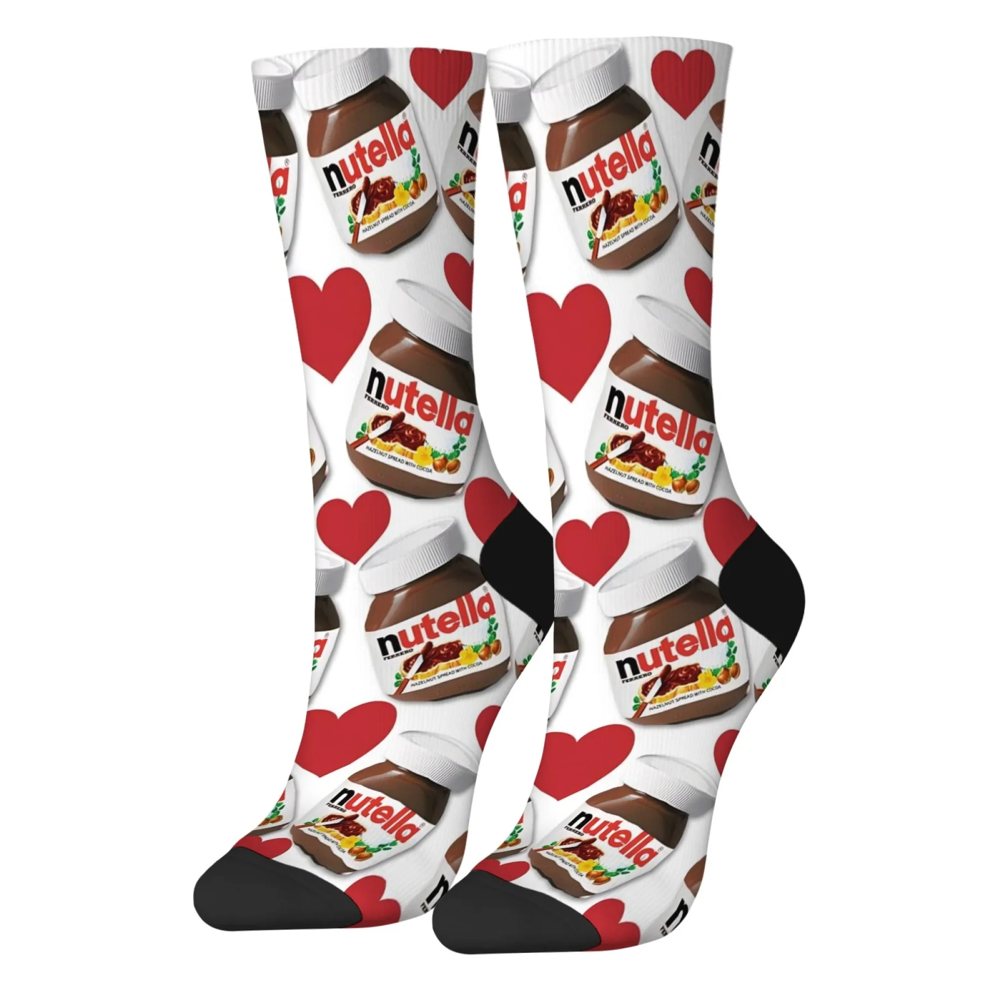 Nutella Chocolate Jam Happy Men's Socks Crazy Design Harajuku Novelty Funny Trend Socks Soft Non-slip Casual Sports Socks Gift