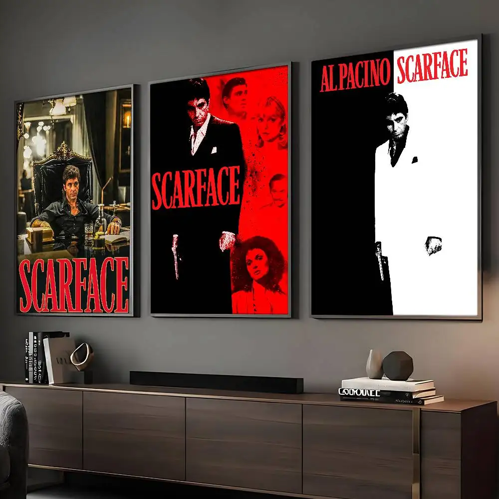 Póster de película S-ScarfaceS, arte HD, pared adhesiva, impermeable, decoración del hogar, sala de estar y Bar