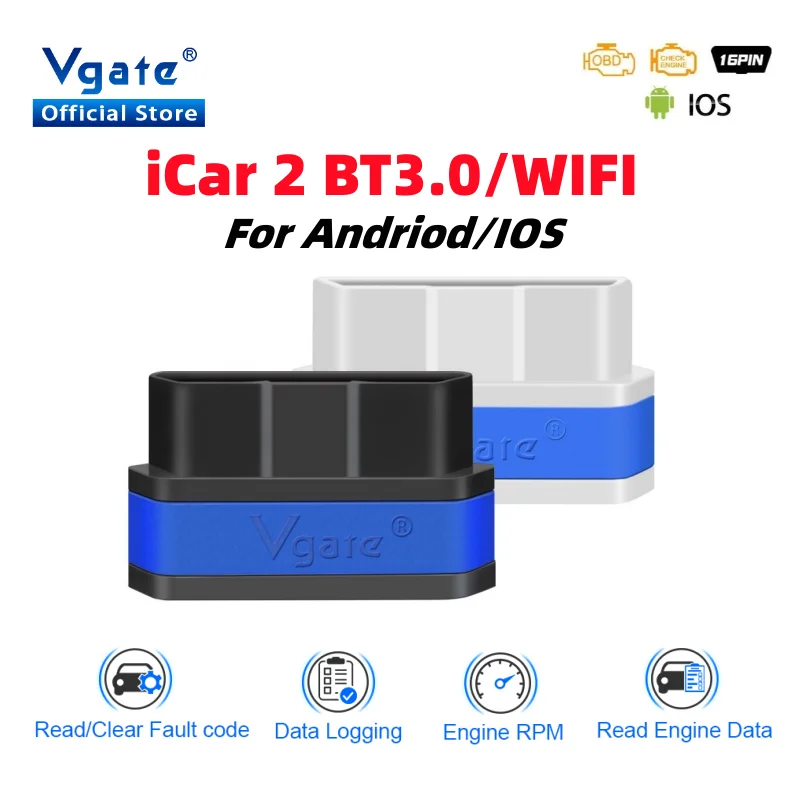 Vgate iCar2 ELM327 OBD OBD2 Bluetooth Wifi Scanner iCar 2 Car Diagnostic Tool for Android/IOS ELM 327 V2.2 ODB2 Auto Code Reader