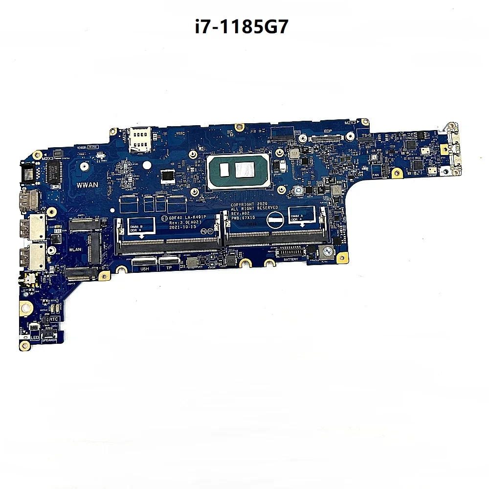 

Материнская плата для ноутбука Dell Latitude 5420, GDF40 LA-K491P 03P5X2 i7-1185G7, встроенный процессор, работает хорошо