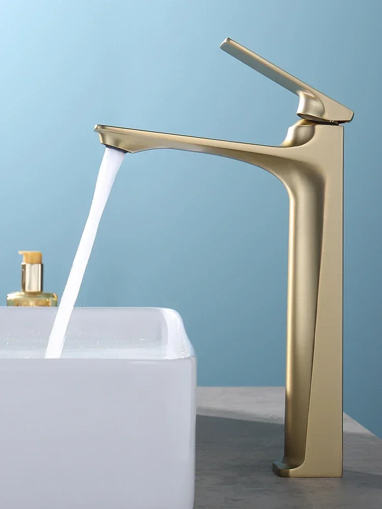 Golden faucet bathroom single-hole hand wash  full-height plus high hot and cold copper faucet.수도꼭지смеситель для кухни ברז למטבח