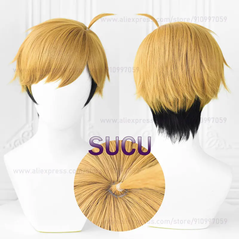 Anime miya atsumu miya osamu cosplay perücke 30cm hitze beständiges synthetisches haar haarnetz halloween perücken