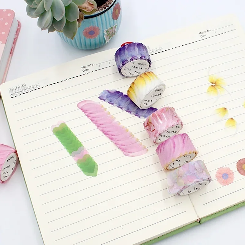 1 Roll Random Delivery 200 Pcs Petal Washi Tape Wall Stickers DIY Gift Wrapper Scrapbook Notepad Sticker Masking Decor Diary