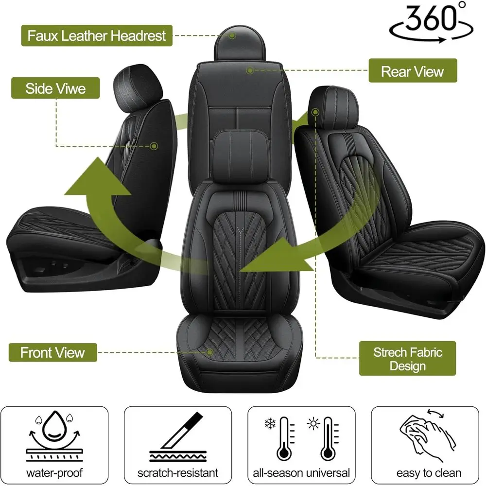 Fundas de asiento de cuero transpirable personalizadas para camiones Tundra 2014-2021, color negro