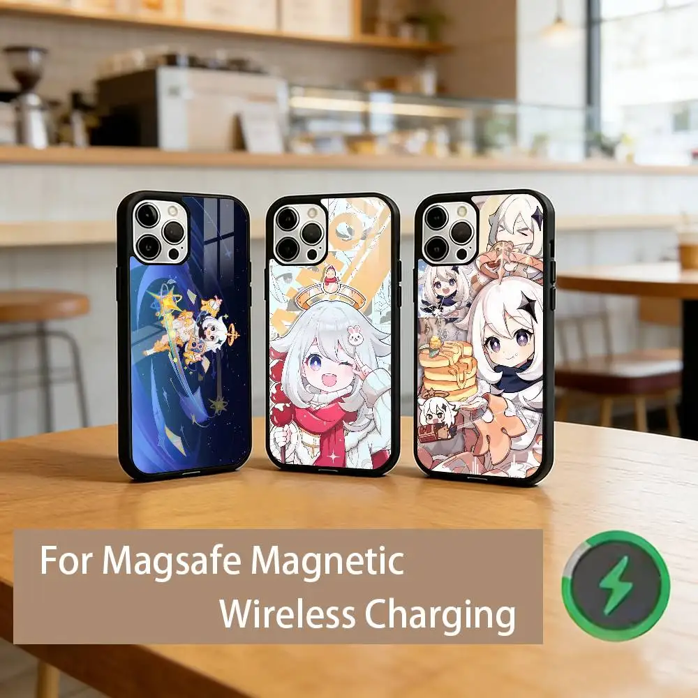 

G-Genshin P-Paimon Phone Case For iPhone17,16,15,14,13,12,11 Plus,Pro Magnetic For Magsafe Wireless Charging