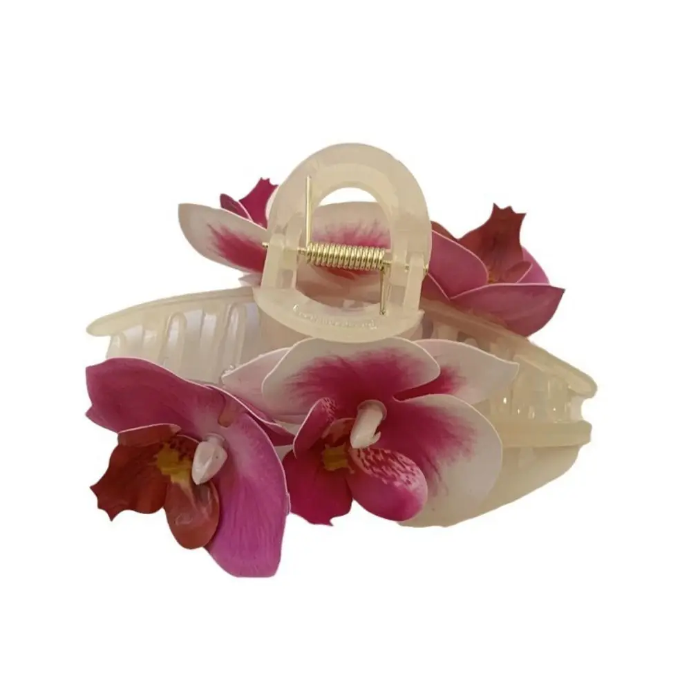 

Butterfly Orchid Flower Hair Claw Fashion Cloth Ponytail Clip Large Shark Clip Cute Hairpin Grab Clip Orchid Hair Clip Beach