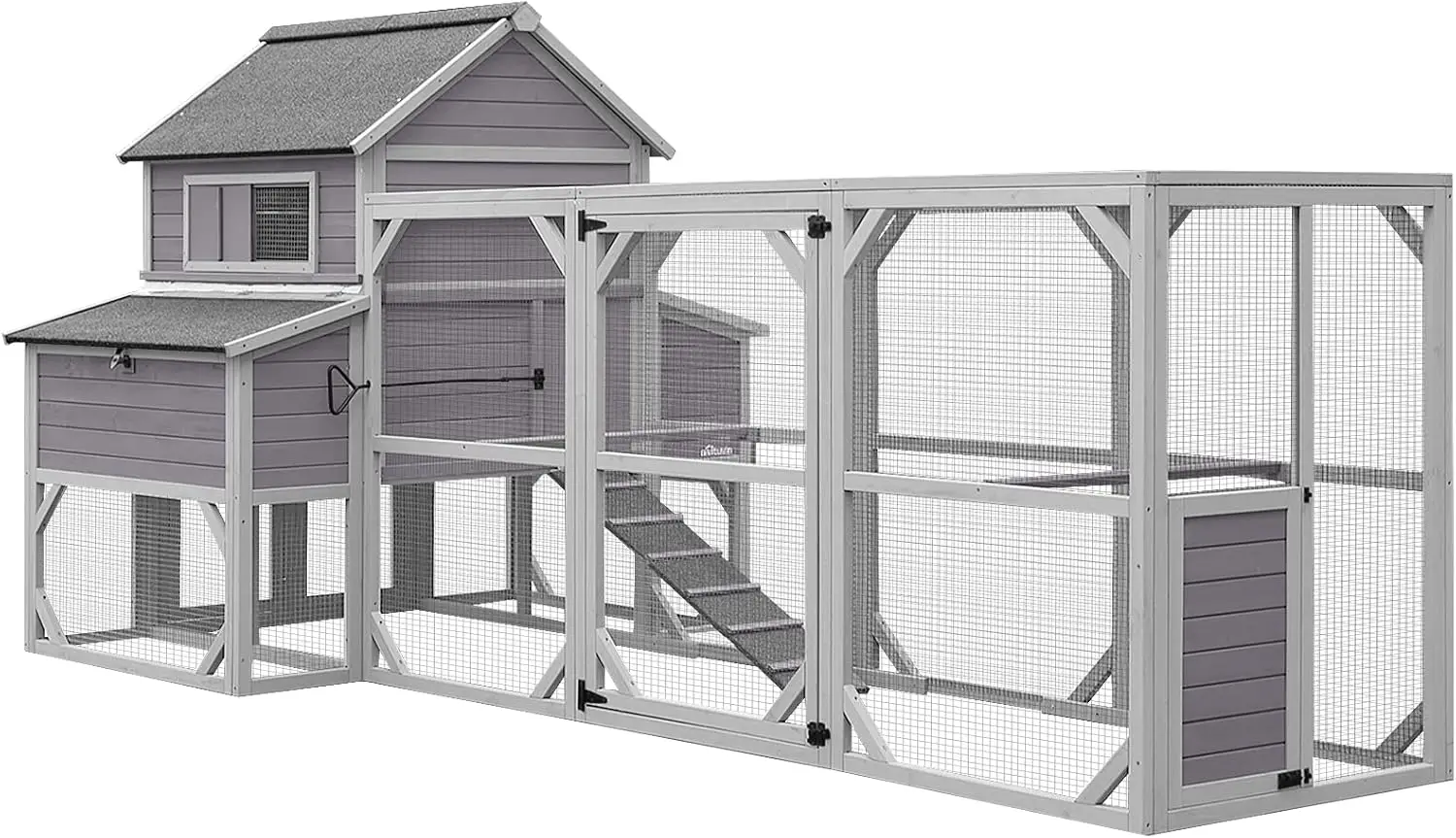 Chicken Coop Extra Large Chicken House for 8-10 Chickens, Outdoor Wooden Hen House Poultry Cage w/Two Nesting Boxes, 6 Perches