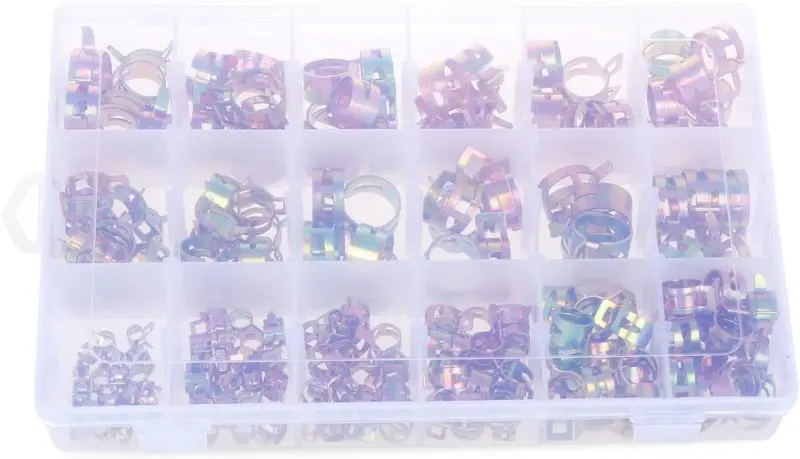 200 Stück 6-22mm Kraftstoffschlauch-Federklemmen Befestigungen Silikon-Vakuumschlauchklemmen Stahldraht-Luftschlauch-Wasserrohr-Clips – Detail 6