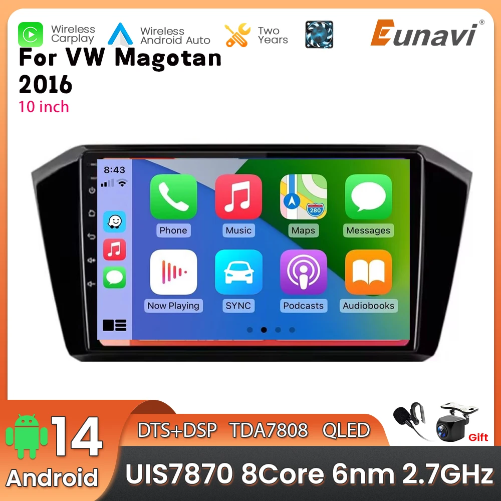 

Автомобильный мультимедийный плеер Android 14 2 Din для VW Magotan 2016, головное устройство, стерео GPS-навигация BT WIFI