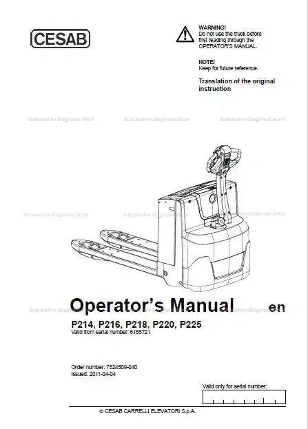  Cesab Spare Parts And Repair And Operation Manuals 2017 EN