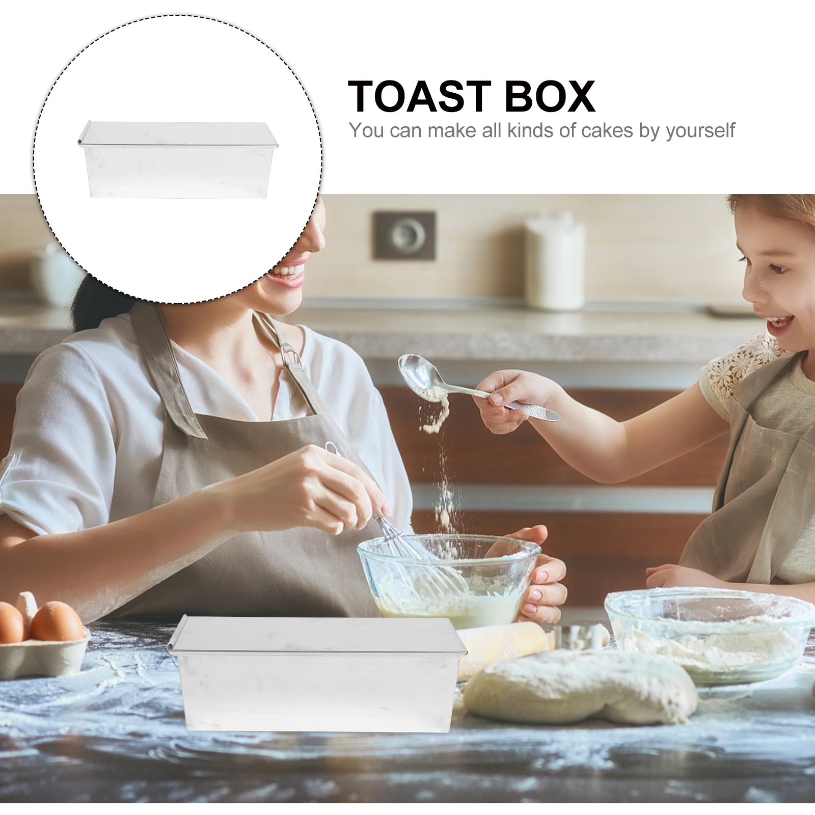 

Aluminum Non-Stick Baking Mold With Lid 1Pc Toast Box Bread Pan Cake Tool For Use
