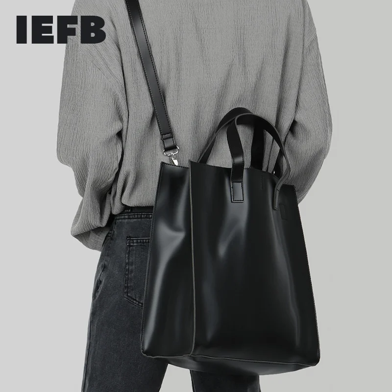 

IEFB Korean Fashion Single Shoulder Bag Men's Messenger Bag Large Capacity Bag Men's Causal PU Leather Bag Travel Bag 9Y5905