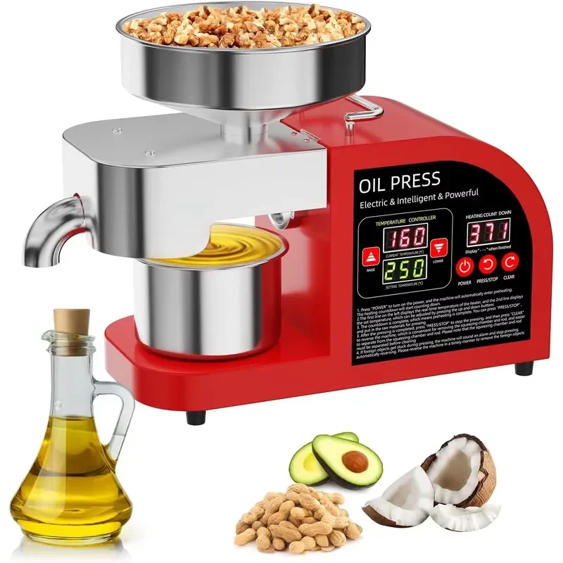 For Professional 2-in-1 Oil Press Machine 304 Stainless Steel Household Commercial Oil Expeller for Almond Sunflower Olive