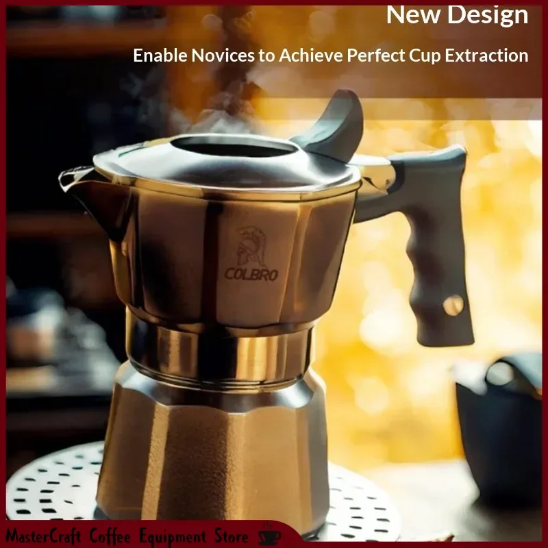 HOT Colbro Moka Pot Stainless Steel Double Valve Triple Valve Espresso Coffee Maker For Home Outdoor Camping Dual Temp Control