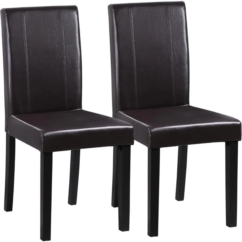 

Обеденный стул Parson с деревянным каркасом и обивкой из искусственной кожи, водонепроницаемые и маслостойкие эластичные стулья для кухни и столовой, цвет эспрессо