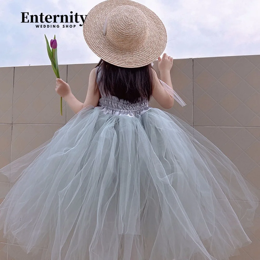 Princesse Enfant-O-Neck Flower Girl Dress, mangas A-Line Bow, tornozelo-comprimento Tank Sleeve Ball-Gown, Caprichoso