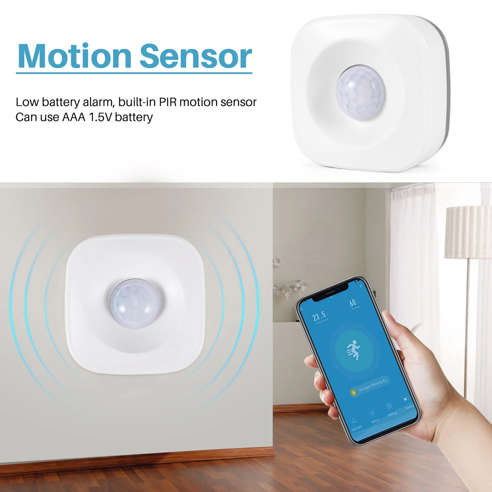 AD41-Smart ZigBee PIR Motion Sensor Support Tuya Smart Life APP IFTTT for Amazon Echo 2Nd Plus Work with Tuya Platform