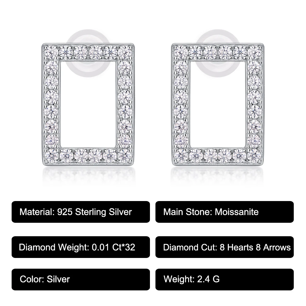 0.38Cttw D Kleur Moissanite Studs Oorbellen Voor Vrouwen 100% 925 Sterling Zilver Diamant Bruiloft Vonken Elegante Fijne Sieraden Cadeau