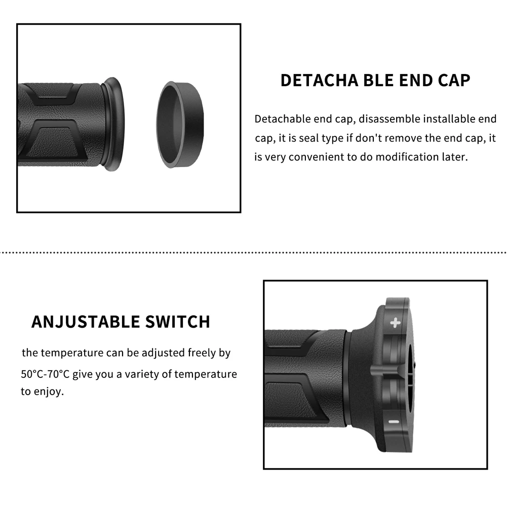 

22mm Motorcycle Hand Heated Grips 3 Gear Electric Hot Heated Grip Temperature Regulation Waterproof Motorcycle Parts for Winter