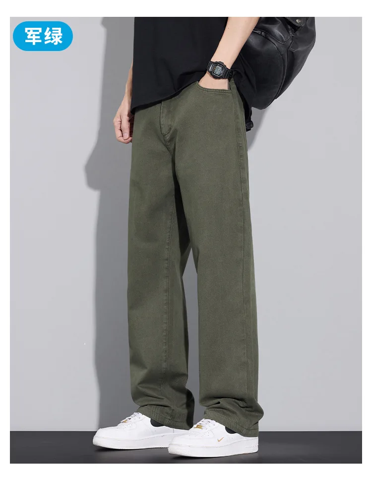 

Мужские мешковатые широкие брюки из 100% хлопка, мягкие дышащие свободные прямые повседневные брюки, весенне-осенняя модная корейская уличная одежда