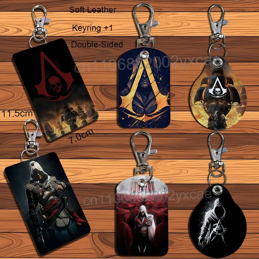 Black Flag Resynced Assassins Creed Cartoon Singer Anime Card Keychain Fashion Pendant Bag ID Door Card Case Bus Card Cute Adult