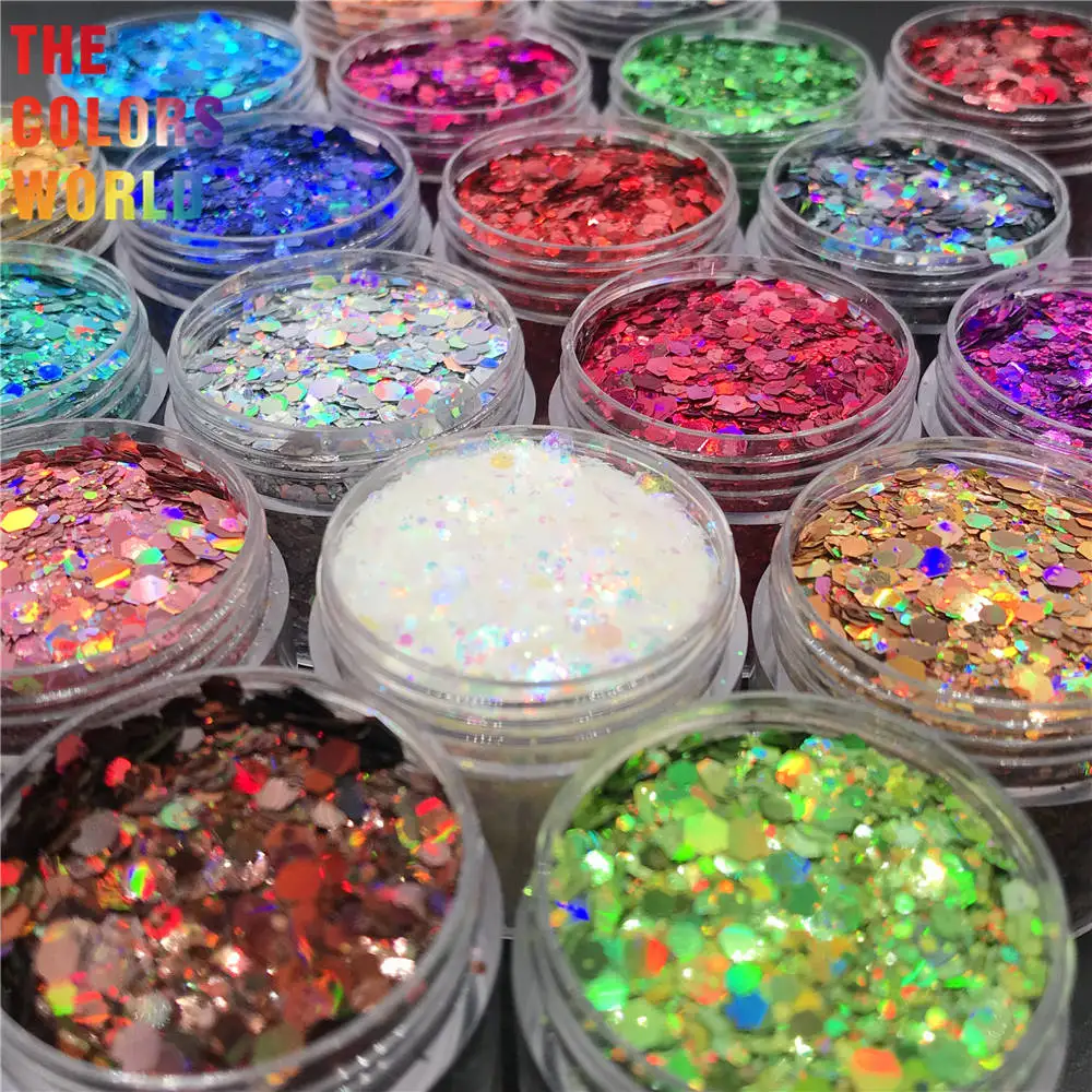 TCT-082 Chunky Mix Shape Laser Color Nail Glitter For Nail Art DIY Decoration Body Art Decoration Makeup FacePainting Manual DIY