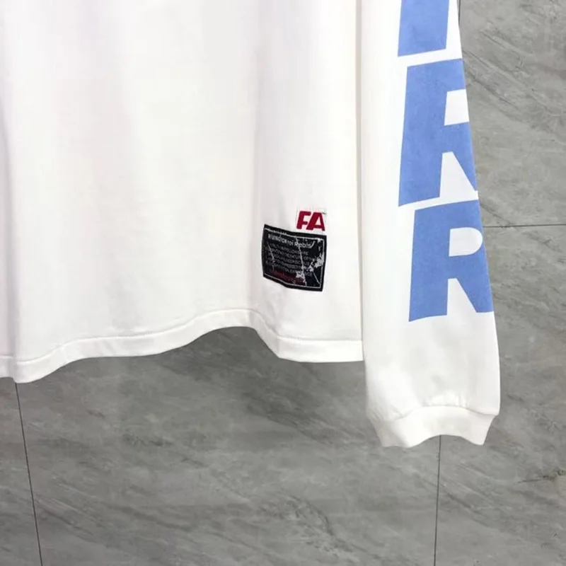 25SS خمر الأبيض RRR123 قاعدة تي شيرت الرجال النساء شارع العليا المتضخم الرسومات طباعة RRR 123 طويلة الأكمام تي شيرت بلايز العلامات