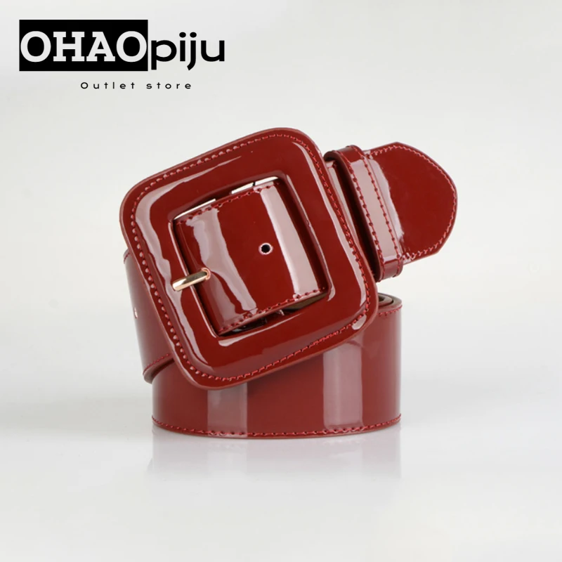 New 2024 Candy Color Women Leather Belts Wide Black Corset Belt Big Dress Red Waistband Luxury Designer  Brand Belts For Women