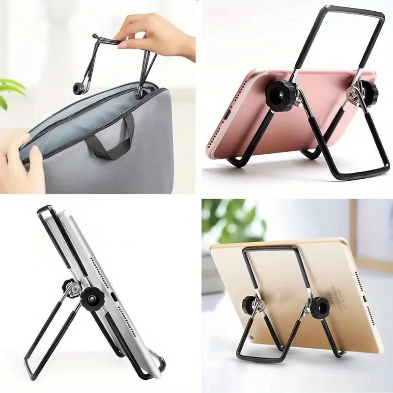 Portable Metal Foldable Adjustable Phone Tablet Stand, Desktop Holder Mount Adjustable Desk Support Flexible Phone Stand