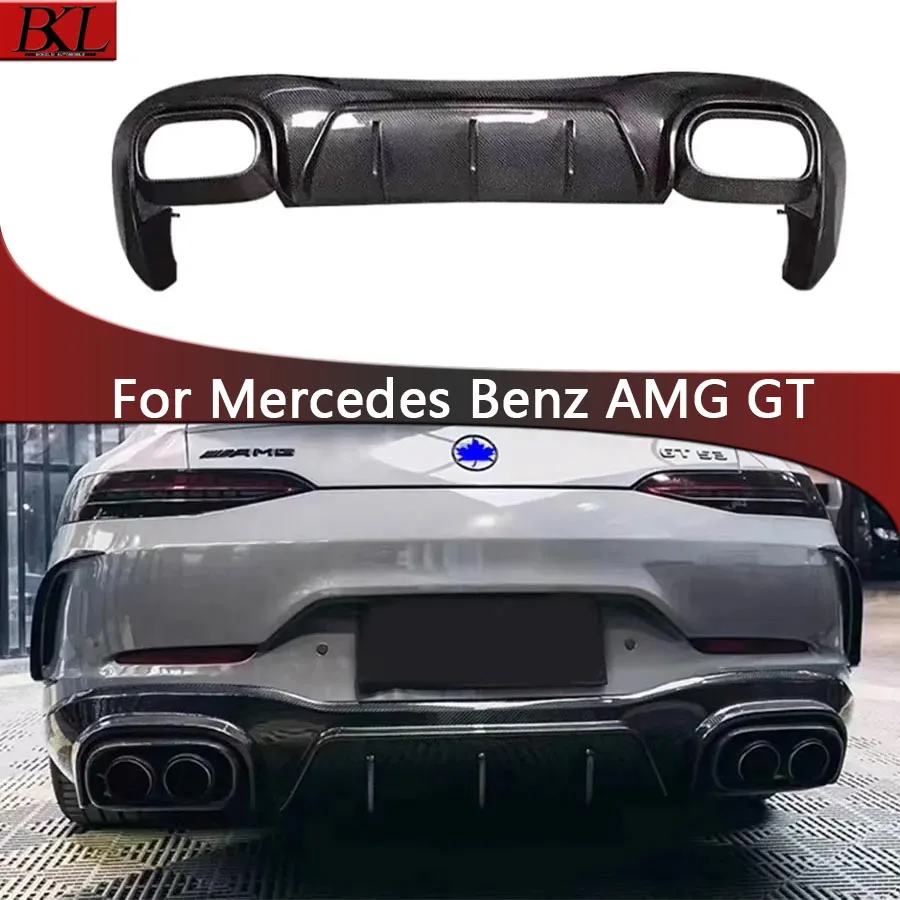 For Mercedes Benz AMG GT GT50 GT53 GT63 4-door Carbon Fiber Car Rear Bumper Diffuser Rear Splitters Spoiler Back lip body kit