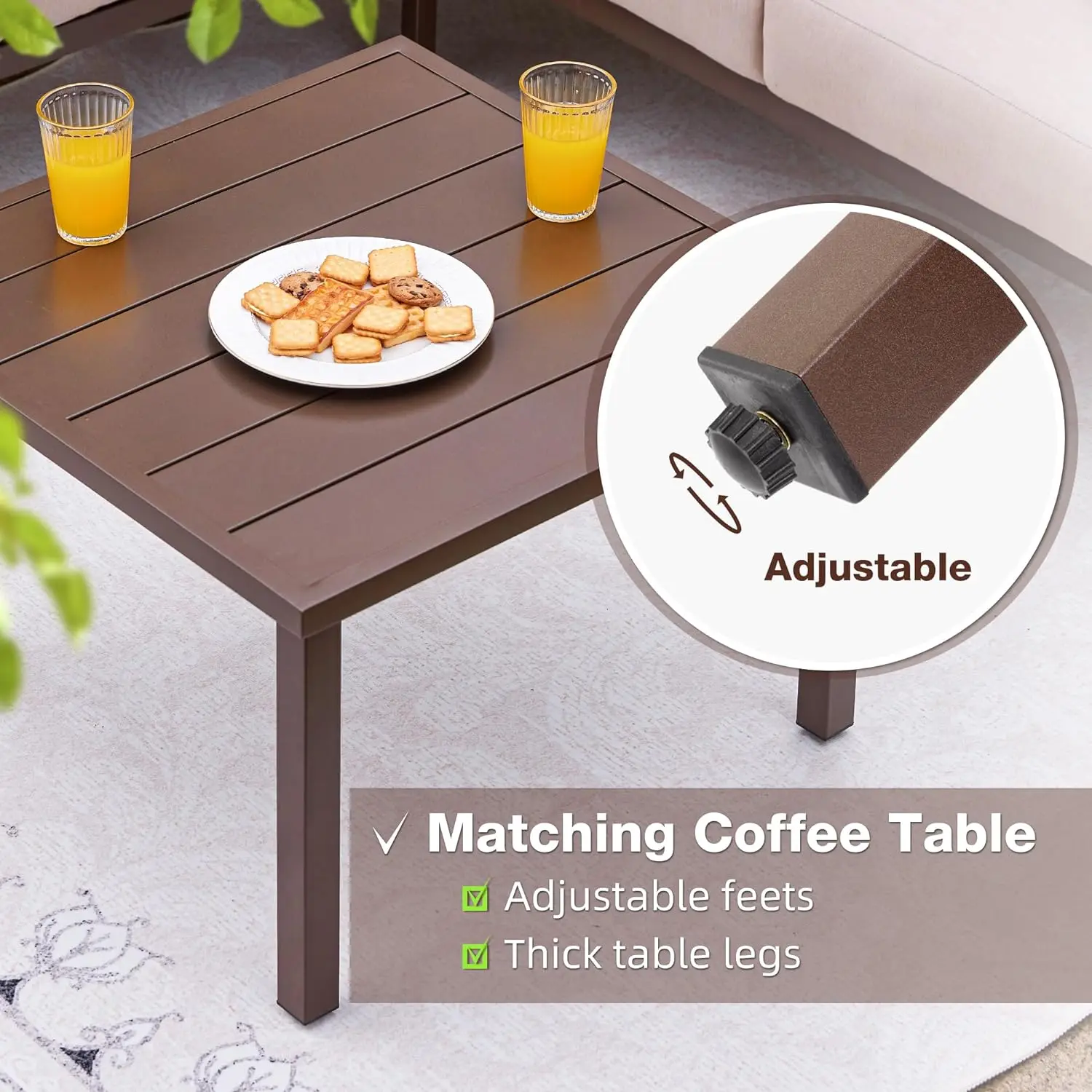 Mobília do pátio do metal ajustada com mesa de café, assento ao ar livre ajustado, assento moderno ajustado, 4 partes