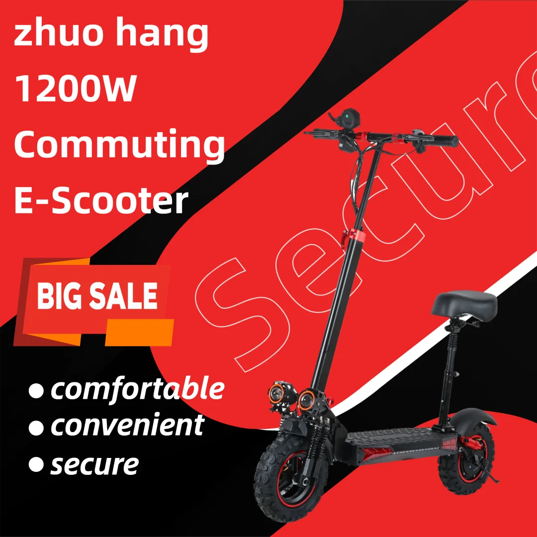 1200W electric scooter adult with Seat Max 35 Miles Range 11' Off-road Tires Fast Commuting E-Scooter