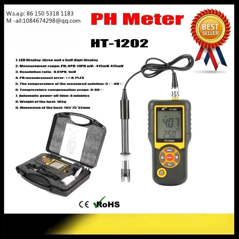 HT-1202 Digital pH Meter | pH Tester with Smart Sensor for Mariculture, Freshwater Aquaculture & Water Quality Monitoring