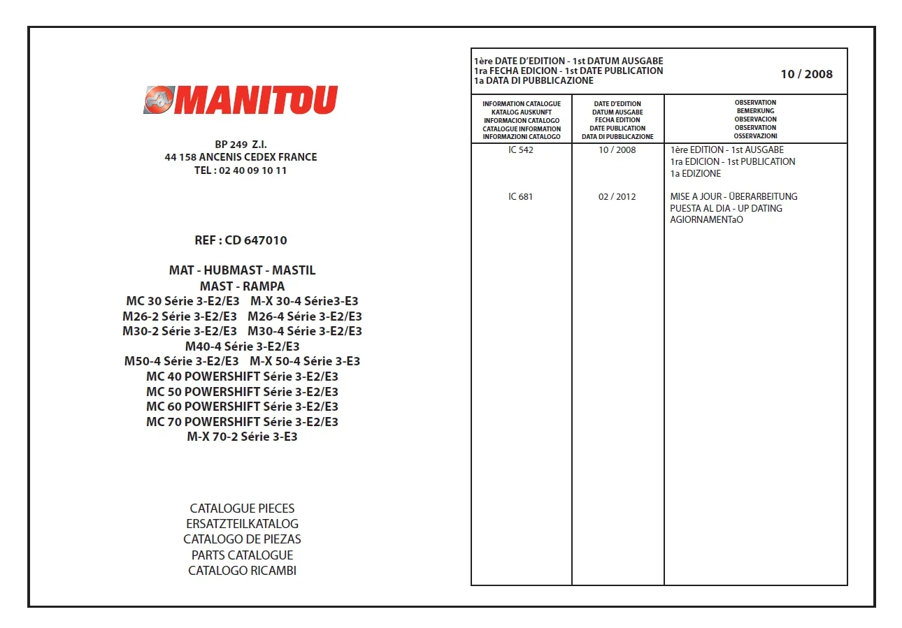 Manitou Forklift USA Parts Catalogues