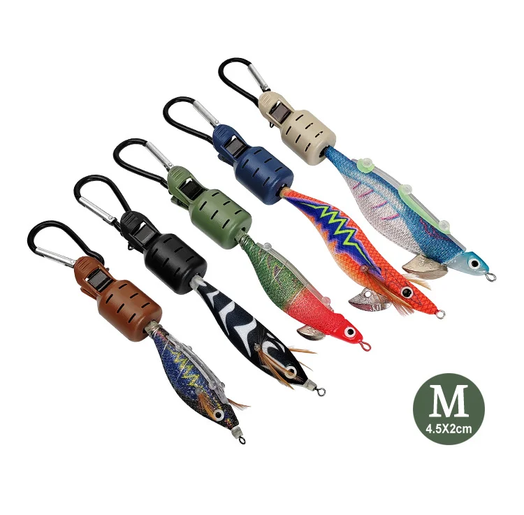 BILLINGS Neues 6-teiliges Tiefsee-Tintenfisch- und Holz-Robbenköder-Schutzset mit Schnappclips – Größe M – Angelzubehör – Detail 12