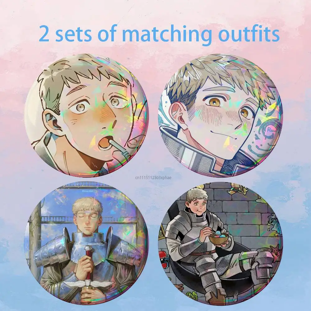 Laios Touden D-Dungeon Meshi 2 piece set Pins Creativity Printed Pictures Text Metal Lapel Badges Brooches Jewelry Gift