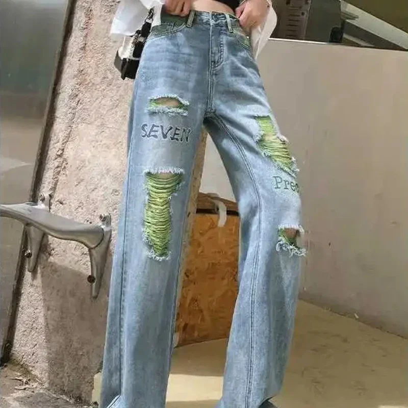 Coreia do sul calças jeans para mulheres perna reta cintura alta tiro jeans das mulheres barato retro moda calças casuais primavera adolescentes