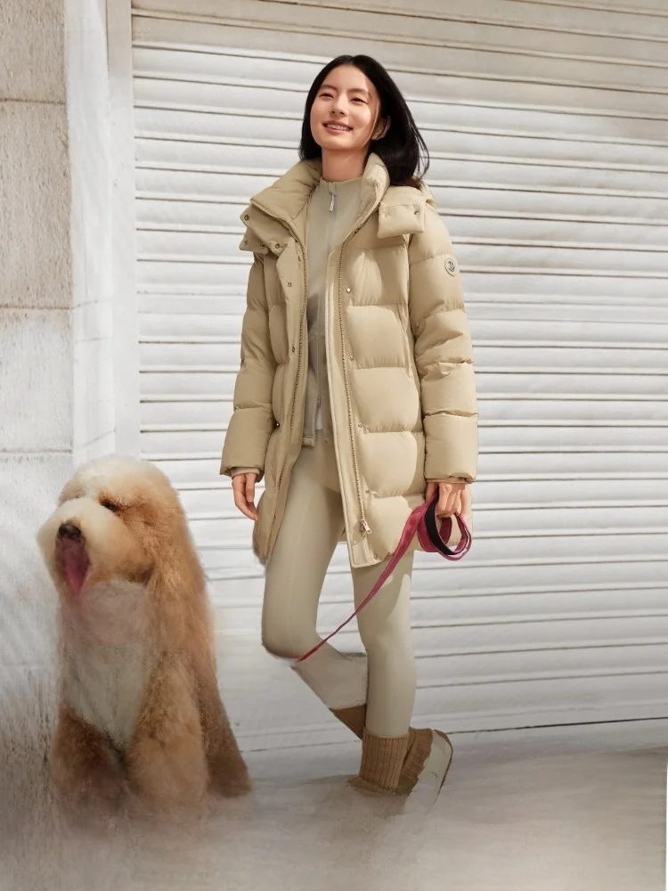 

Bosideng Winter New Soft Skin-friendly Elastic Comfortable Detachable Hat Mid-length Women's down Jaet Casual Sle Zipper ...