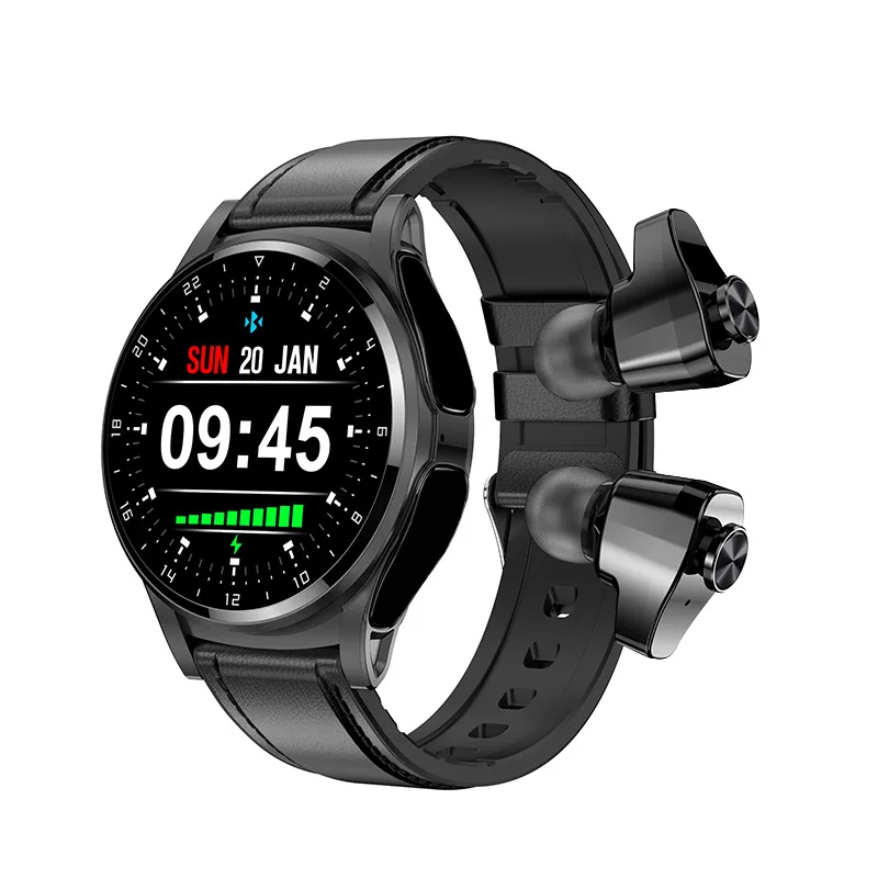 TWS 2-в-1 Смарт-часы 1,39-дюймовый HD-экран Bluetooth-вызовы Запись Секундомер NFC Пульт дистанционного управления Камера Функция Монитор уровня