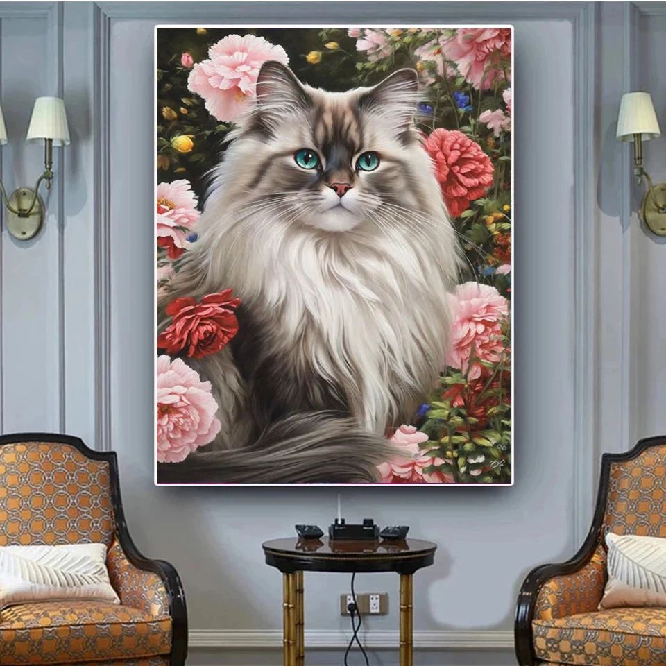 Diy Diamond Painting New Collection 2024 Animal Cat Flowers Full Rhinestone Embroidery Cross stitch Mosaic Picture Wall Decor