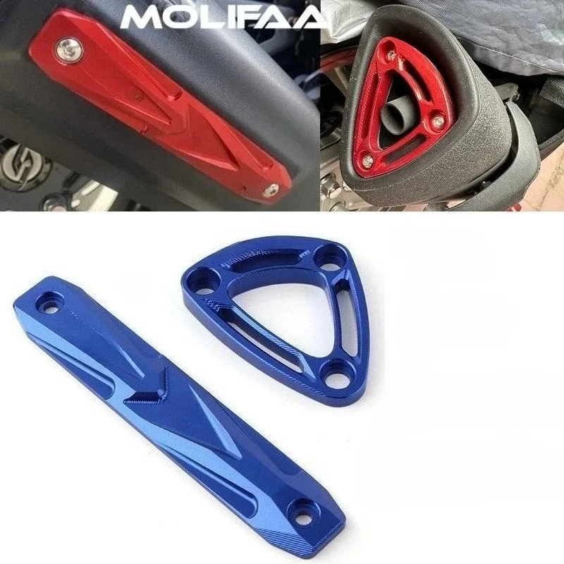 

For SYM MMBCU 150 158 Motorcycle CNC Burnt Blue Exhaust Pipe Nozzle Cover Decorative Protective Side Bracket Accessories