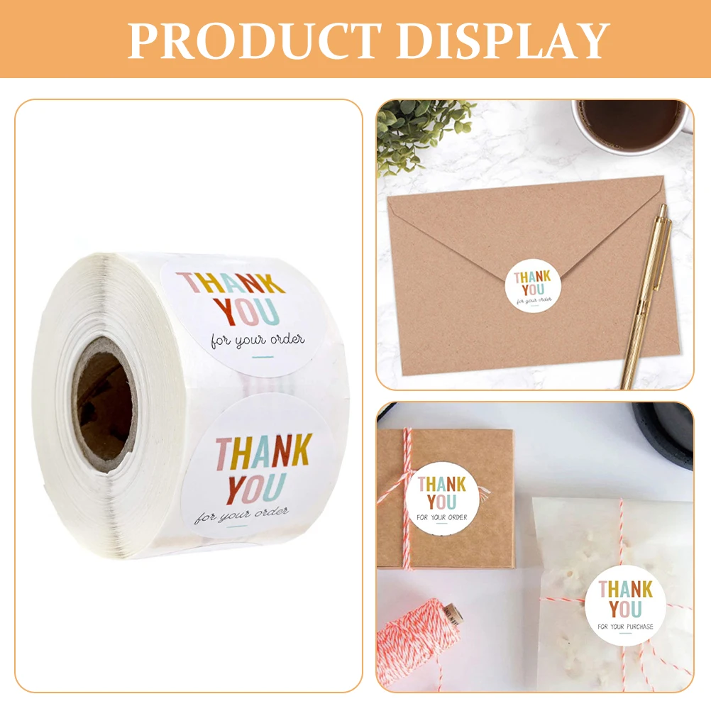 

25mm Round Decorative Stickers THANK YOU Gift Sealing Labels 1 Roll 500 Pieces Food Bag Party Supplies Wedding Favors Tags