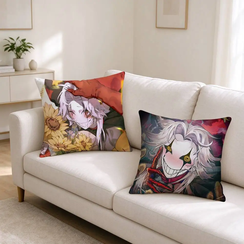 T-The Freak Circus Pierrot  Square Double-Sided printed Pillow Case Bedroom Bedside Pillow Sofa Cushion Cover