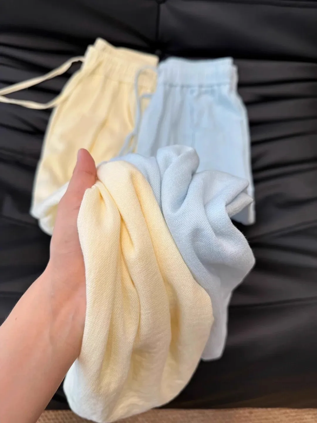 Pantalon ample à taille haute et jambes larges pour femmes, pantalon en lin jaune, été, décontracté, coupe droite, ample, taille haute, fluide, neuf pièces